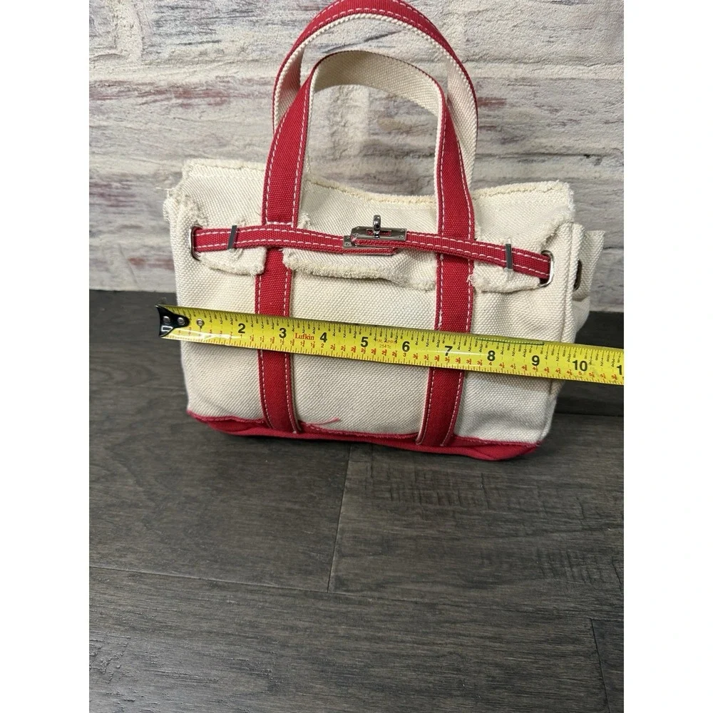 Boatkin Sunwin Madaket Small Classic Tote Turn Lock in Canvas & Red Bag